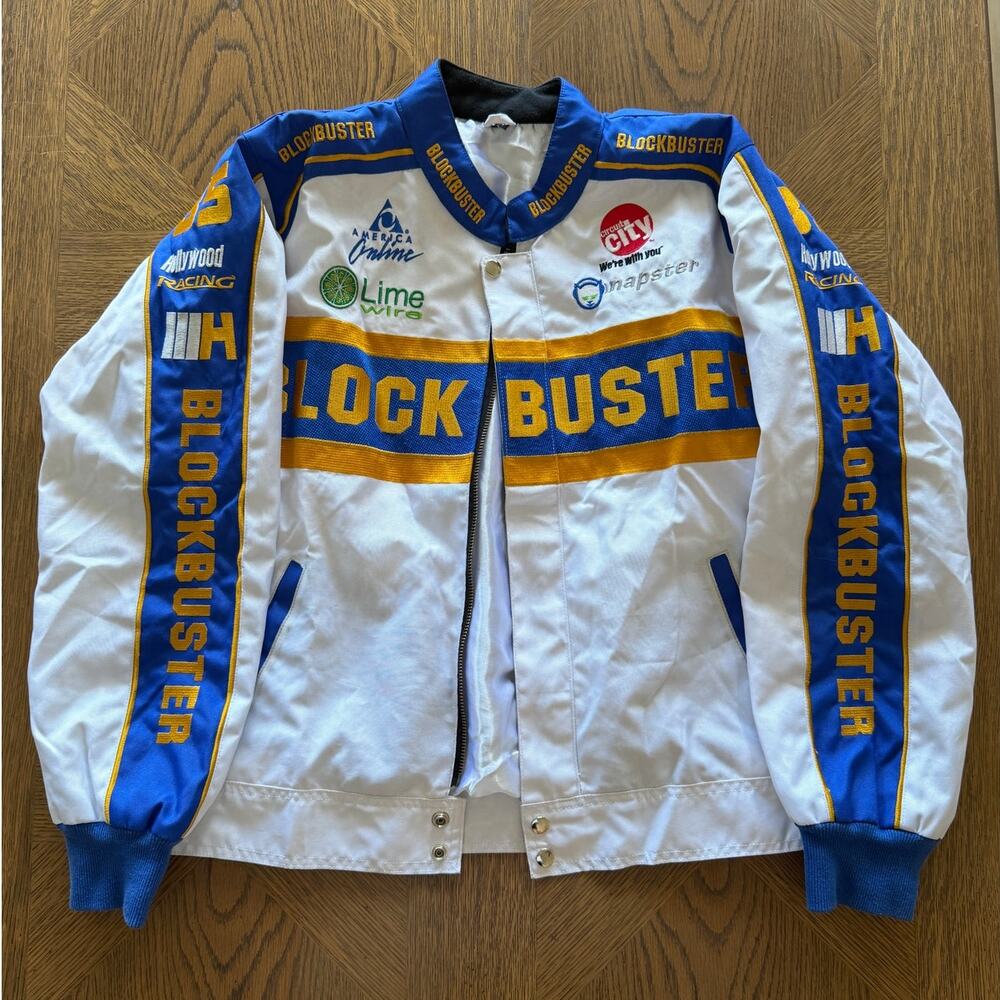 Vintage Blockbuster Racing 85 NASCAR Jacket Hollywood Y2K